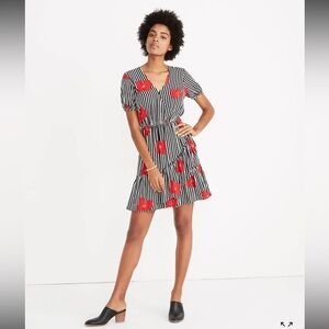 Madewell Ruffle-Wrap Dress in Candied Orchids NEW